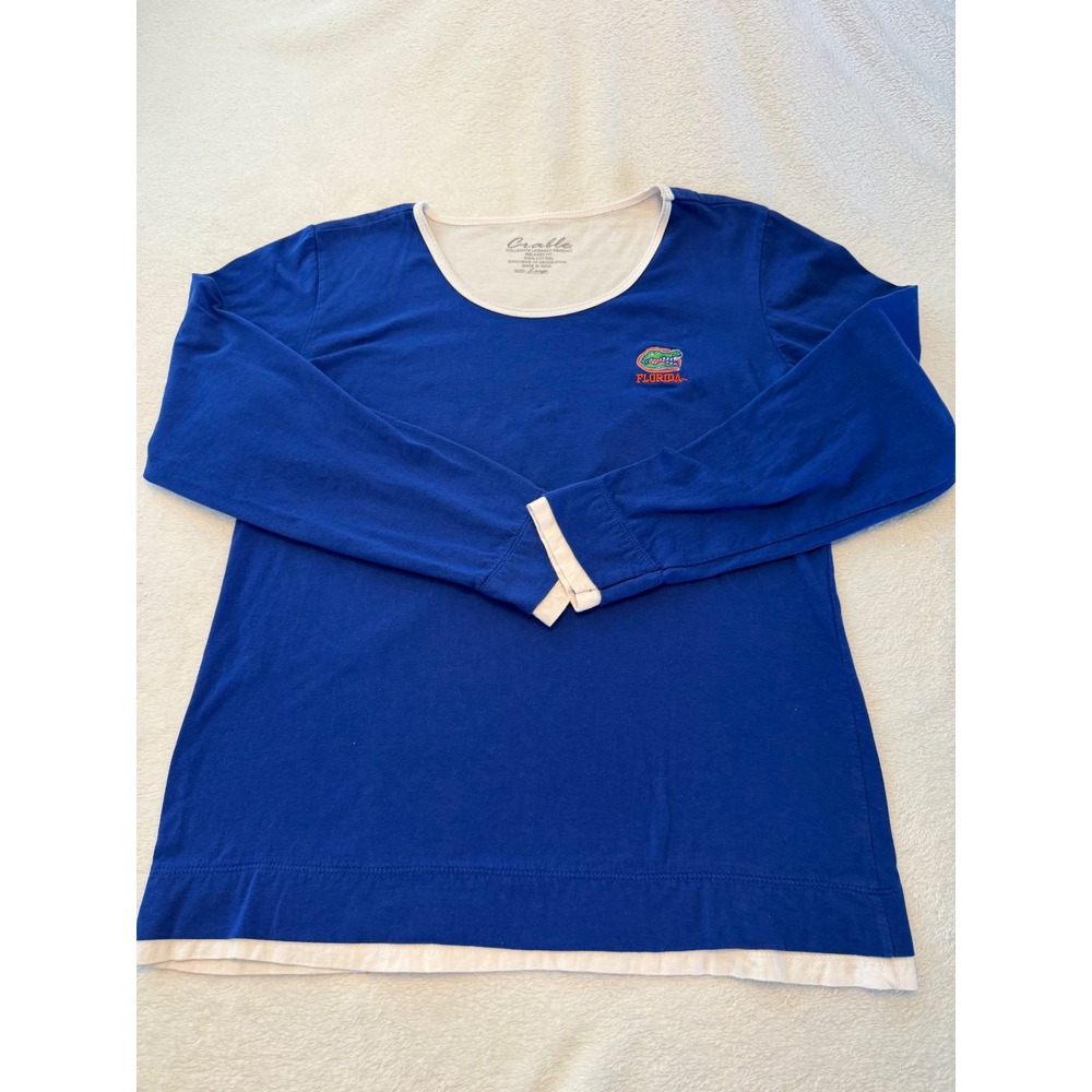 Crable Florida Gators Womens Large Blue Long Sleeve Cotton T-Shirt Relaxed Fit